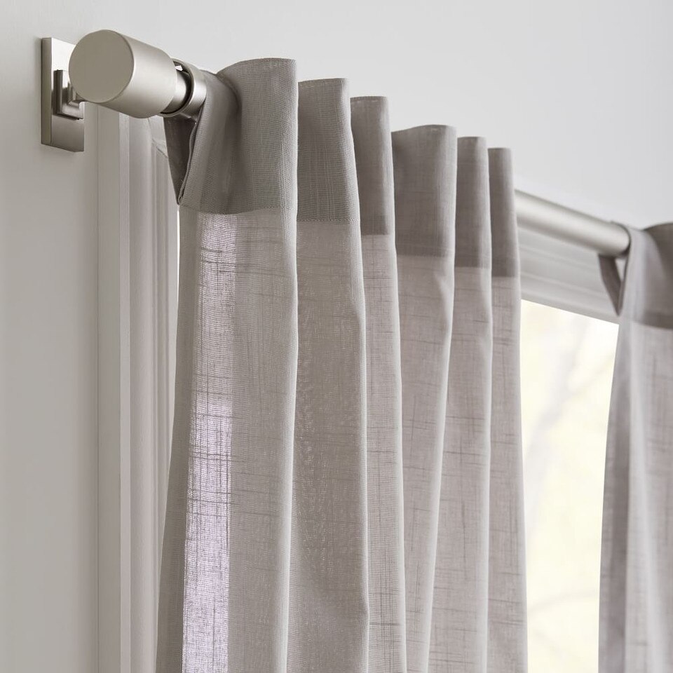 Sheer Crosshatch Curtain (Set of 2) Stone Grey West Elm Australia